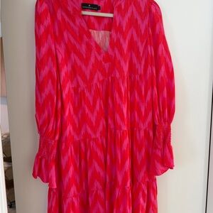 Pomander Place sz L Women's Red/pink Chevron Dress